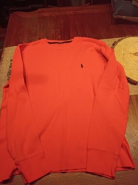 Ralph Lauren Orange Crewneck Sweatshirt with Polo Pony